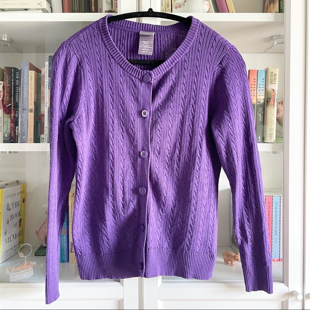 Laura Scott Petite Cable Knit Cardigan Sweater PM